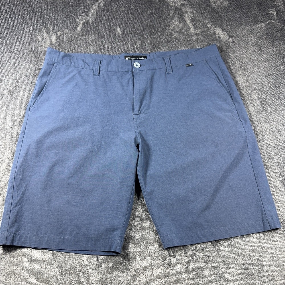 Travis Mathew Shorts Mens 40 Blue Striped Golf Performance Casual Lightweight